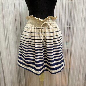 Hilfiger Denim Striped Paperbag Skirt Size Medium Navy/Cream Preppy Nautical